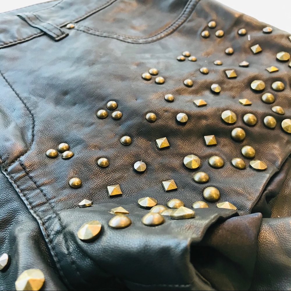 Free People Studded Rocker  Vegan Leather Shorts 2 - Picture 10 of 10